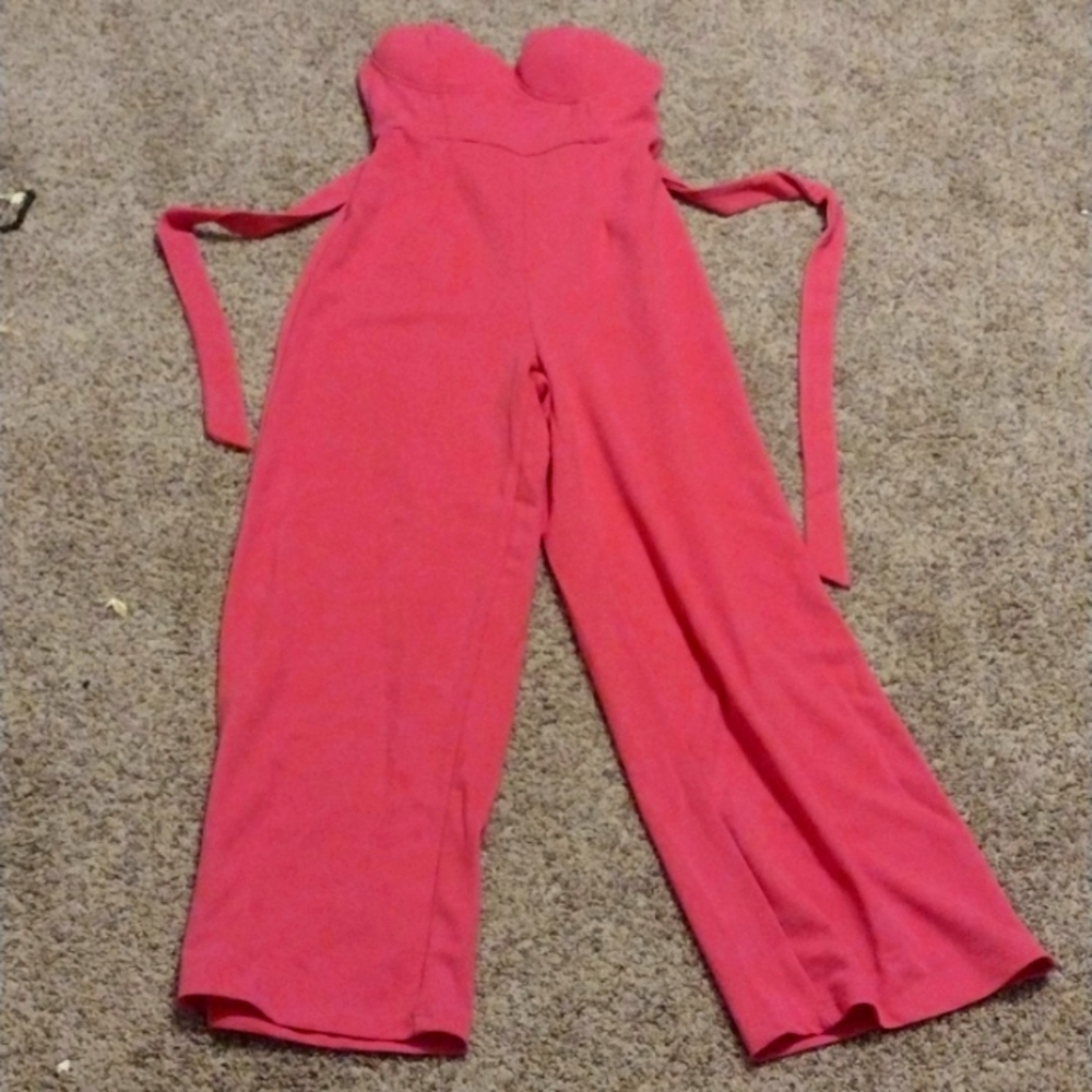 Pink strapless jumpsuit